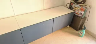 Mueble TV Besta Azul y Blanco