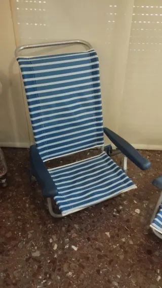 2 Sillones Plegables Playa + Mesa + neve.