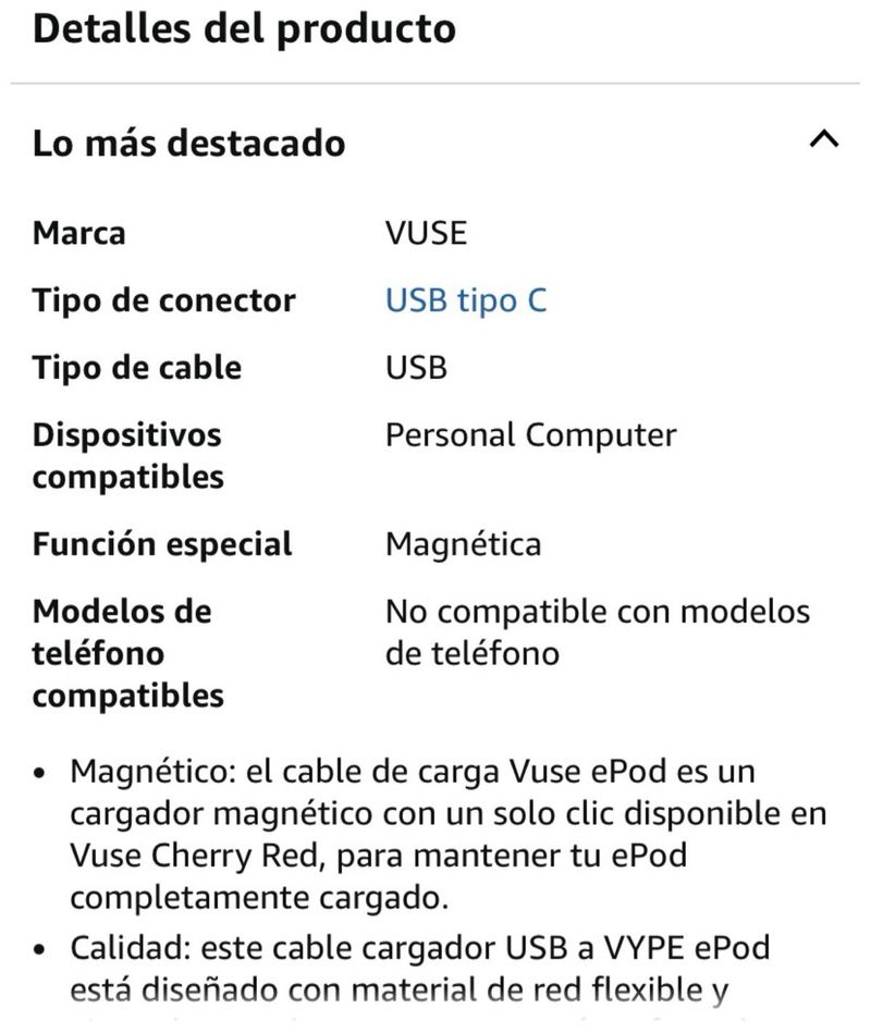 Cable VS Rojo ePod afbeelding 2