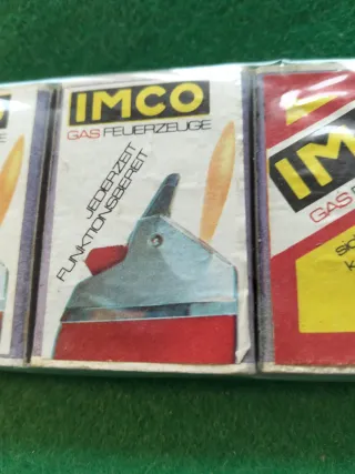 3 Cajas de cerillas IMCO Gas Feuerzeuge