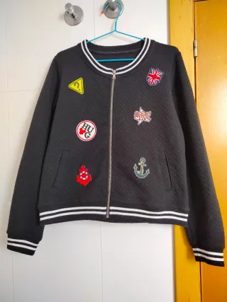 Chaqueta Bomber Negra Talla 38