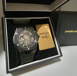 Relojes Emporio Hombre Negro y Beige