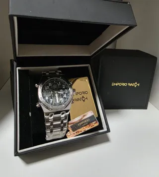 Relojes Emporio Hombre Negro y Beige