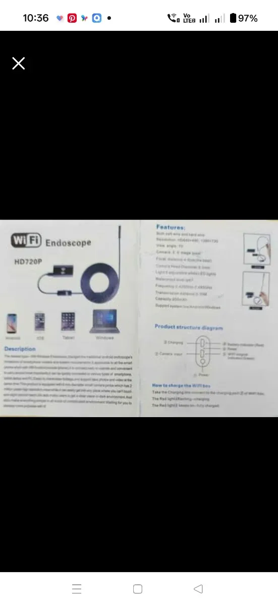 Endoscopio WiFi HD720P para Android, iOS, PC afbeelding 5