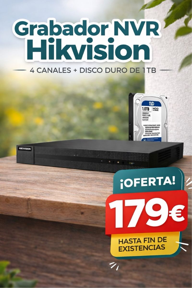 Grabador NVR Hikvision 4 Canales 1TB