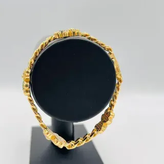 Pulsera Cubana 4 Osos 7mm 18k