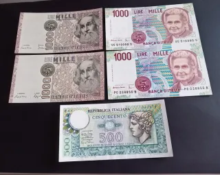 Lote Banconote Italiane Lire 1000 e 500 FDS