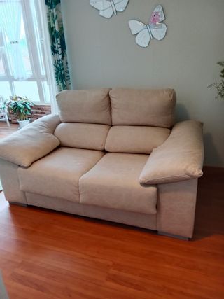 Sofá 2 plazas beige tela