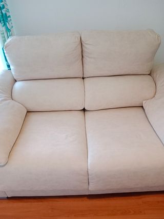 Sofá 2 plazas beige tela