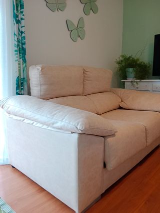 Sofá 2 plazas beige tela