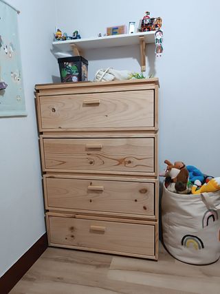 Cómoda 4 cajones madera natural LUFE