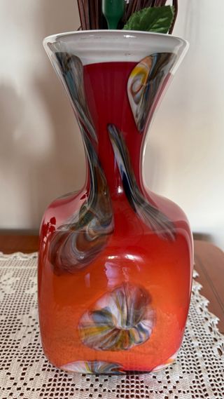 Jarrón de cristal soplado multicolor