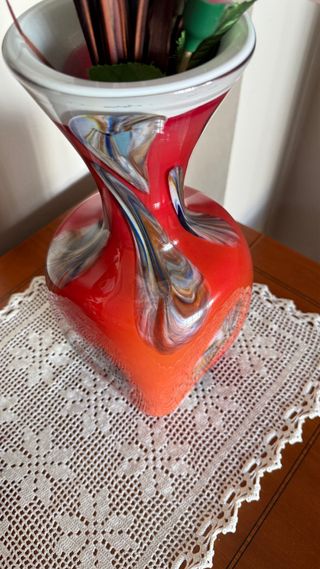 Jarrón de cristal soplado multicolor