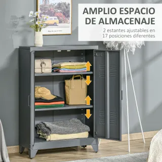 Armario Metálico Gris Doble Puerta 75x33x110cm