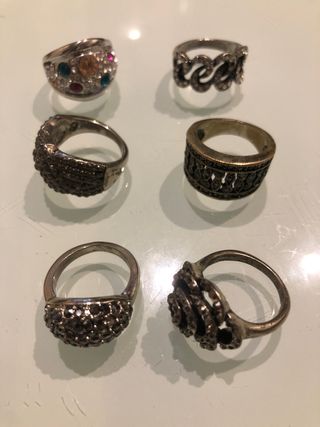 Lote 6 Anillos Bisutería
