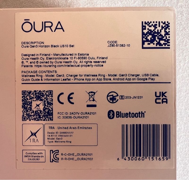 Oura Gen3 Horizon Negro Talla 10 afbeelding 2
