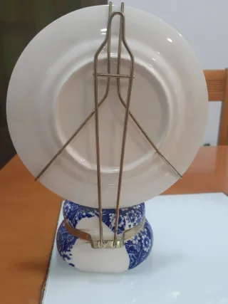 Lámpara de aceite o quinqué vintage azul