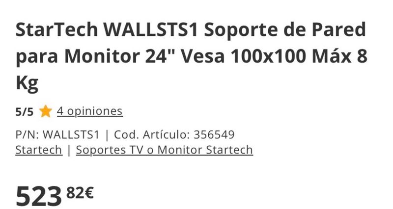 : Soporte Pared Monitor Startech WALLSTS1 afbeelding 5