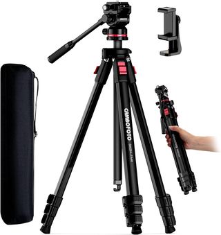 Trípode compacto, 172cm + Cabezal Fluido +90°/-55°