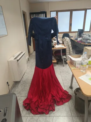 Vestido Sevillana Noche Azul y Rojo