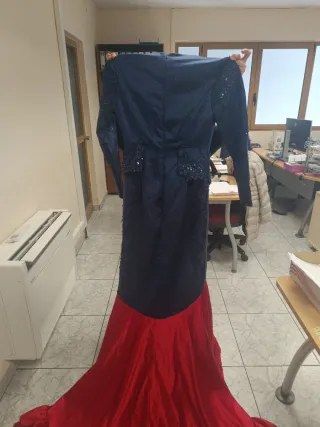 Vestido Sevillana Noche Azul y Rojo