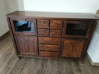 Mueble de salón madera oscura