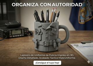 Taza Lapicero Policía 3D