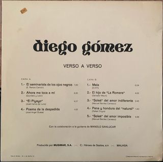 Vinilo Diego Gómez - Verso a Verso