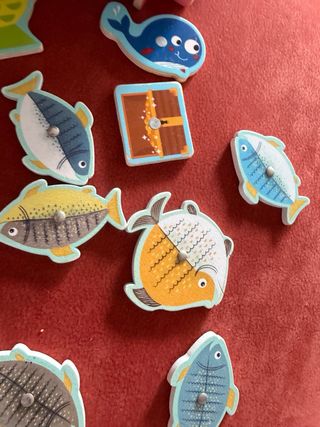 2 Juegos de Pesca Madera con Cañas y Acuario