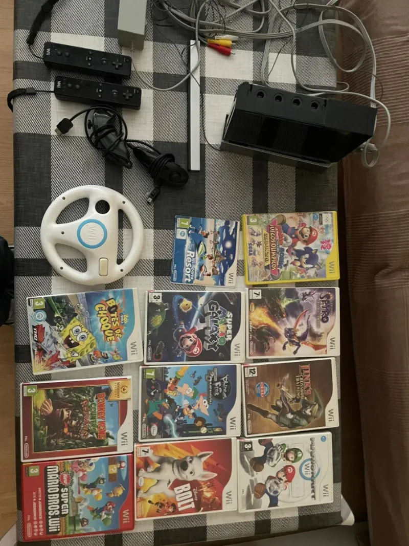 Consola Wii + 11 Juegos + Volante Mario Kart afbeelding 3