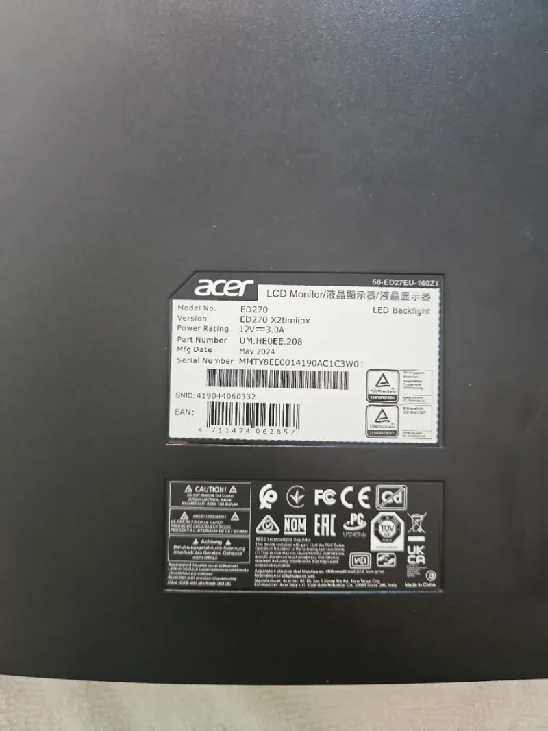 Monitor Acer 27 Negro/Gris afbeelding 3