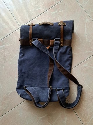 Zaino Crazy Lou Paris denim e cuoio