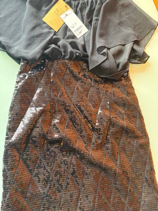 Vestido fiesta lentejuelas BLANCO Talla S