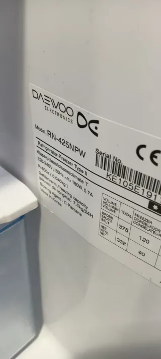 NEVERA COMBI DAEWOO NO FROST ENERGÍA A+