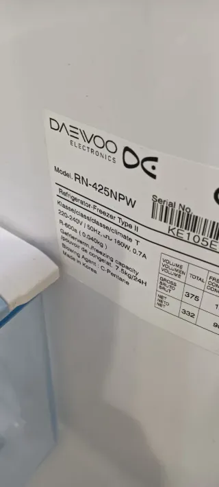 NEVERA COMBI DAEWOO NO FROST ENERGÍA A+