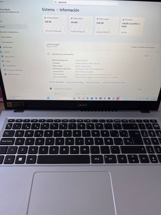 Portatil Acer