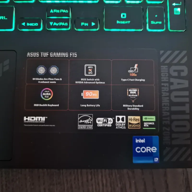 ASUS TUF Gaming F15 i7 13620H RTX4060 16GB RAM afbeelding 2