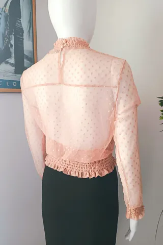 Blusa rosa transparente topos talla S
