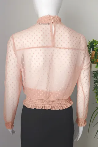 Blusa rosa transparente topos talla S
