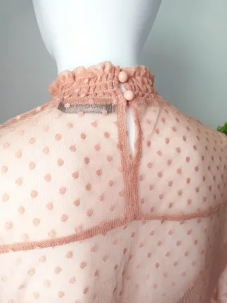 Blusa rosa transparente topos talla S