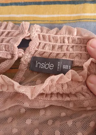 Blusa rosa transparente topos talla S