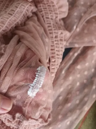 Blusa rosa transparente topos talla S