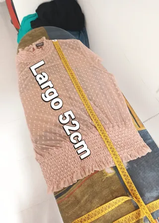 Blusa rosa transparente topos talla S