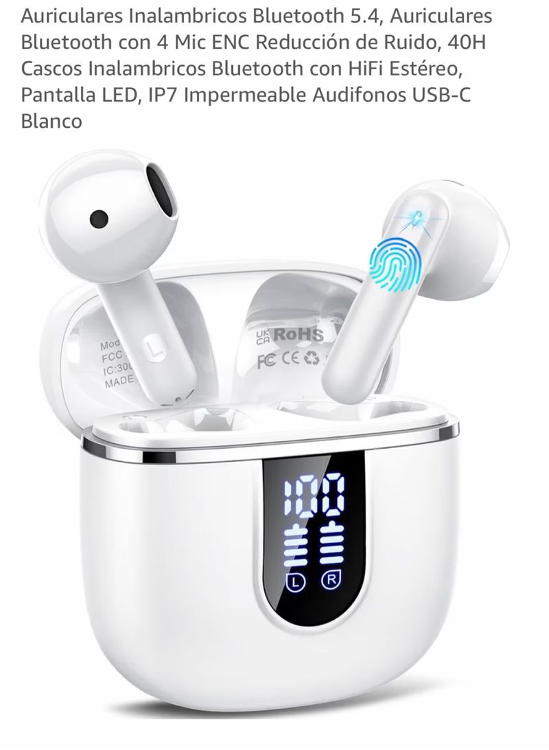 Auriculares Bluetooth 5.4 Blancos