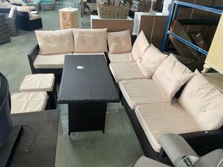 Conjunto Muebles Terraza Ratán Beige y Marrón