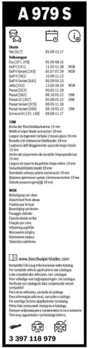 Escobillas Bosch Aerotwin A979S