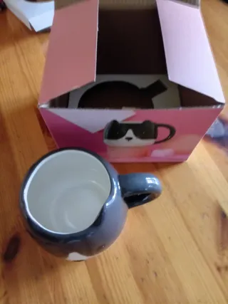 Tazza ceramica gatto grigio e bianco