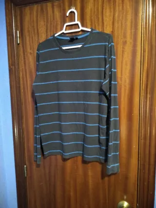 Camiseta de rayas azul y gris Talla XS