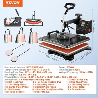 VEVOR 8 en 1 Máquina de Impresión de Calor