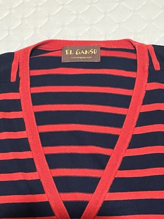 El Ganso cárdigan rayas azul y rojo